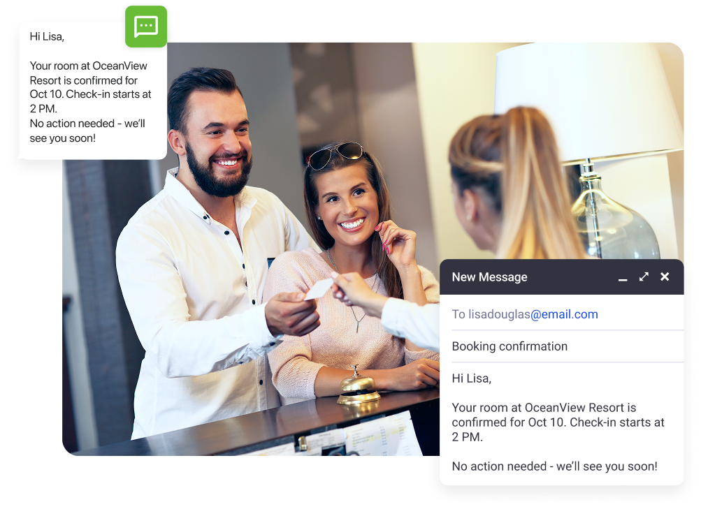 SMS and email templates for arriving hotel guests