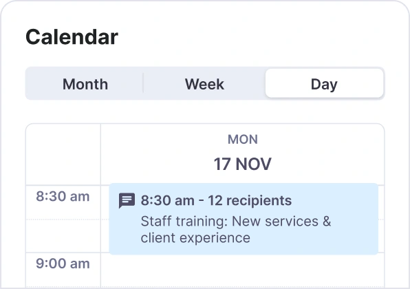 Scheduling & calendar control