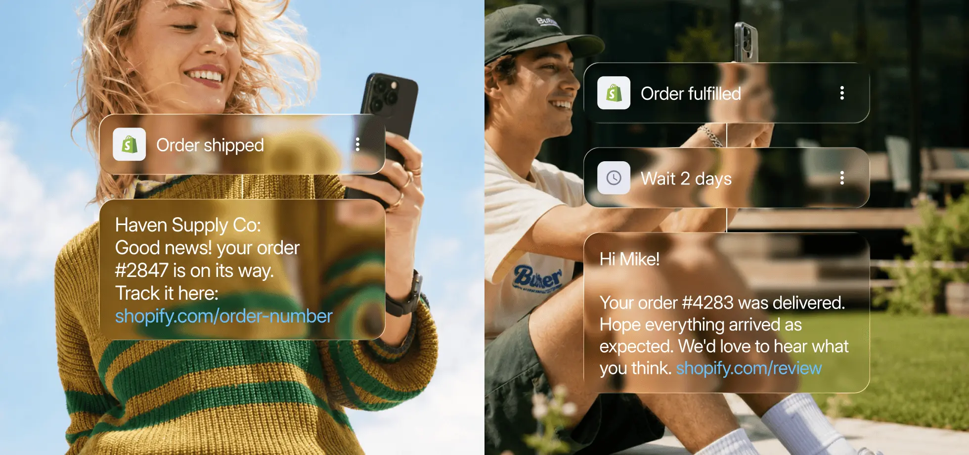 Examples of SMS order notifications in Shopify with Textmagic