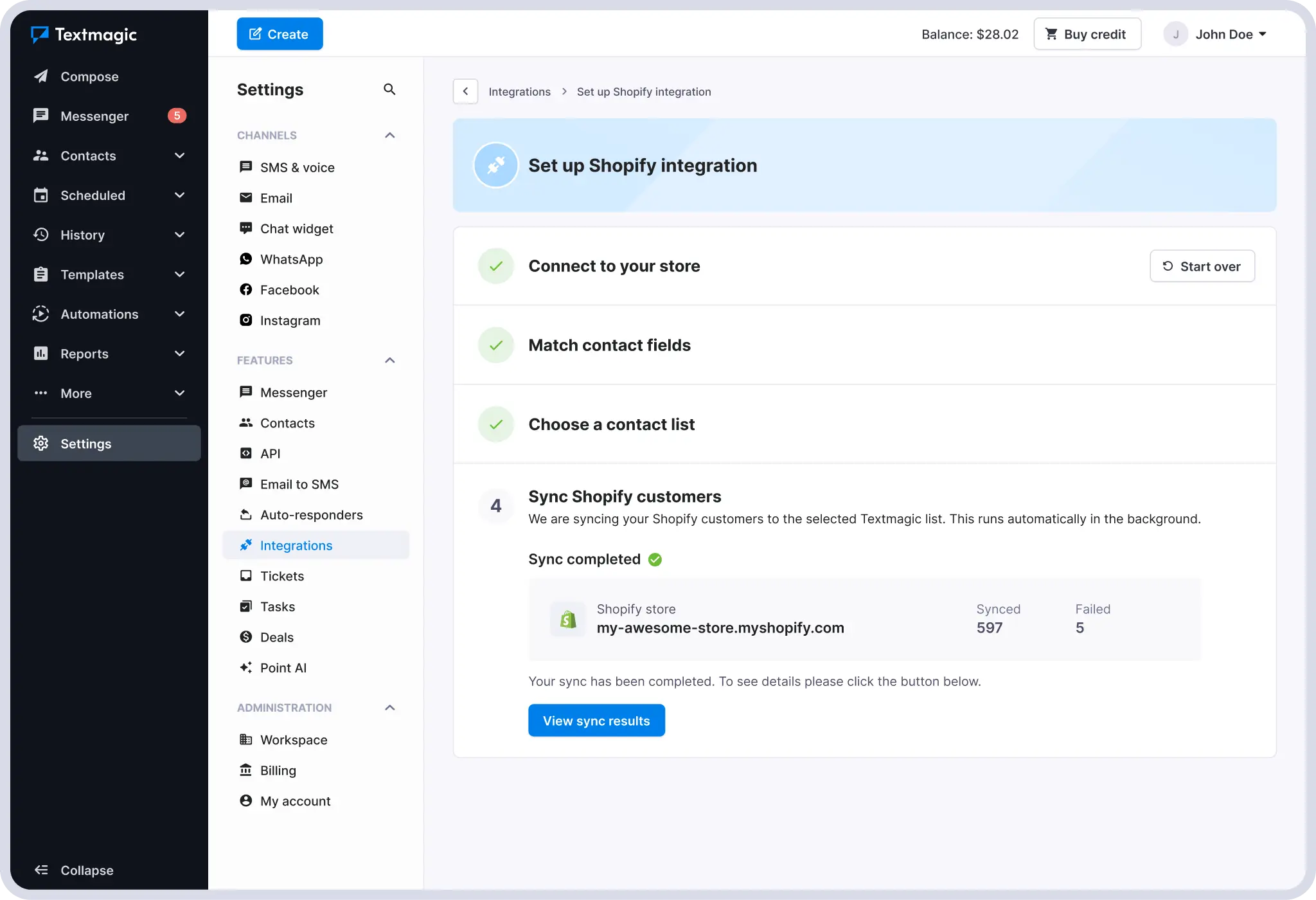 How to connect Textmagic to Shopify