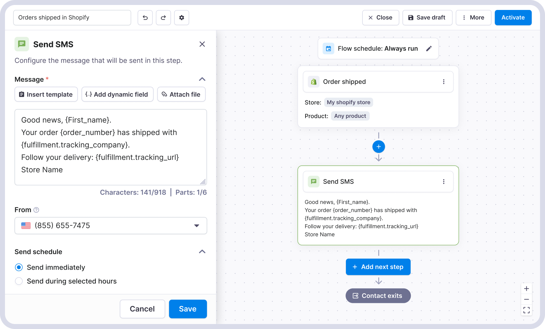 Textmagic x Shopify SMS order shipped notification
