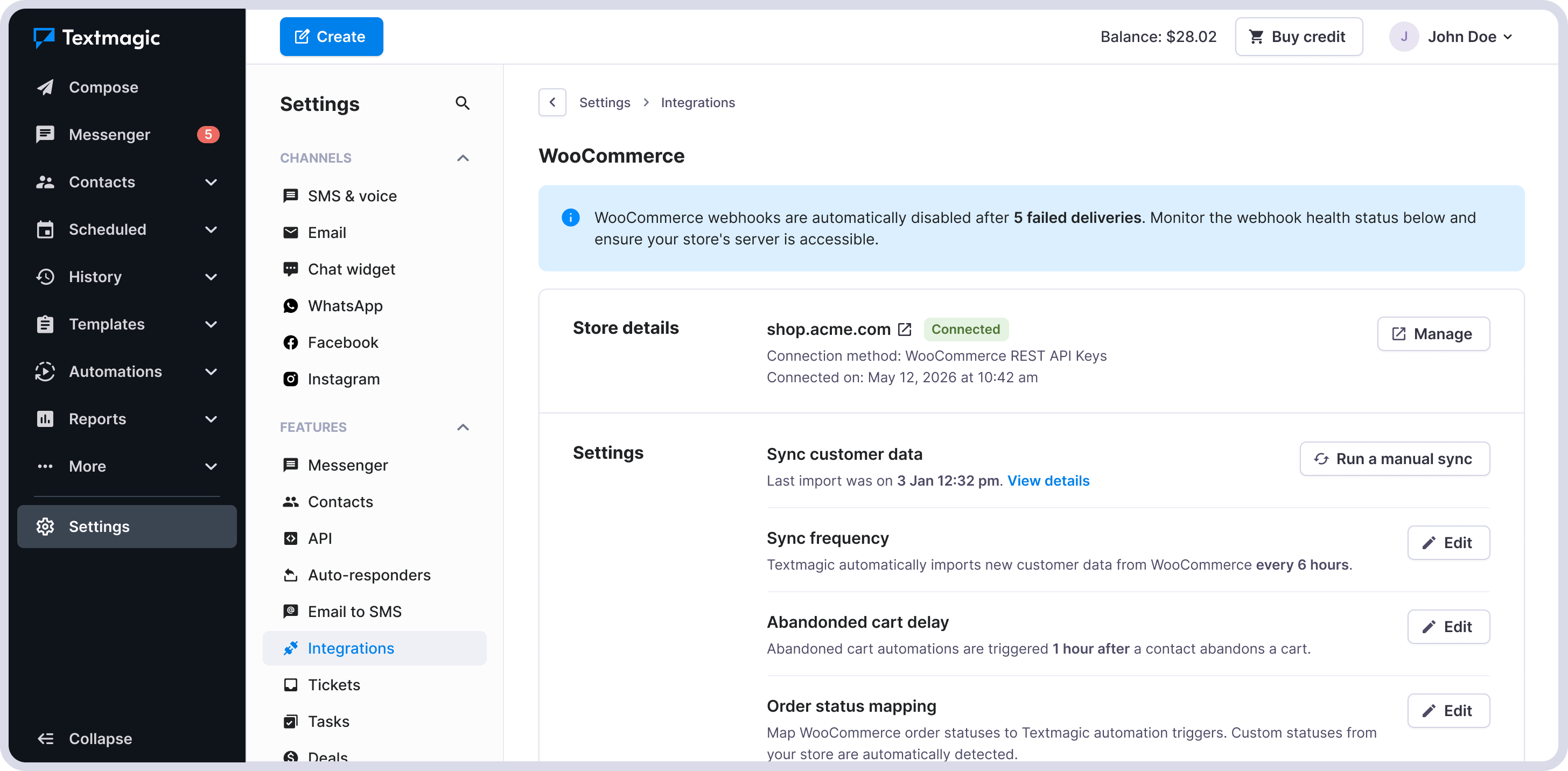 How to connect Textmagic to Woocommerce