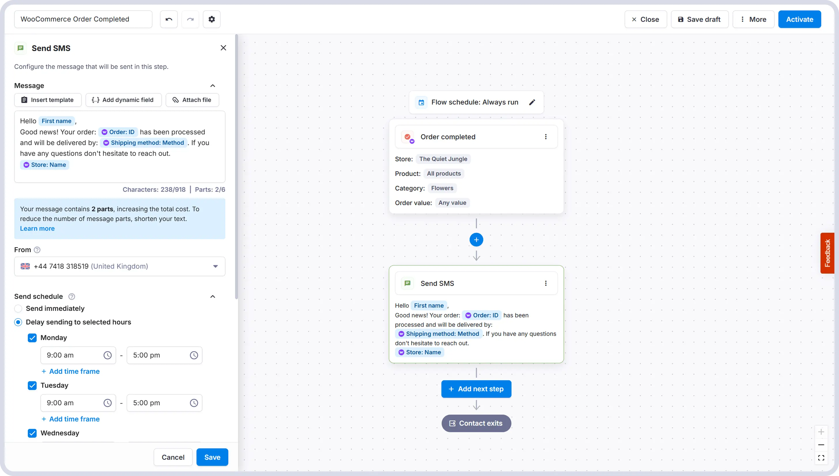 WooCommerce x Textmagic SMS order notification flow